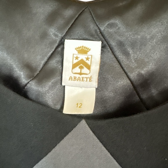 Women’s Abate Black and Gray Diamond Dress Size 12 Side Zip Knee Length - Picture 4 of 10